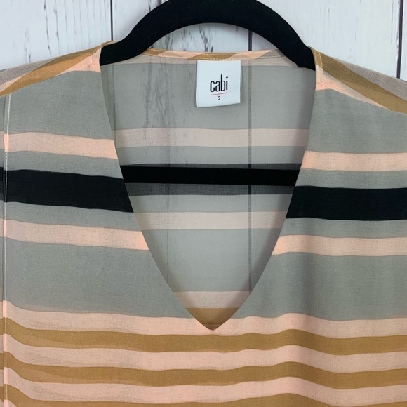 CAbi | sleeveless sheer stripes blouse - Picture 2 of 6